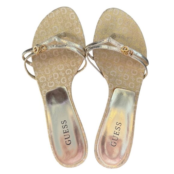 Vintage Guess Mico Kitty Heel, Gold, 8.5W Gems Hot, Sleek, Y2K Sandal, Open Toes - Picture 1 of 11